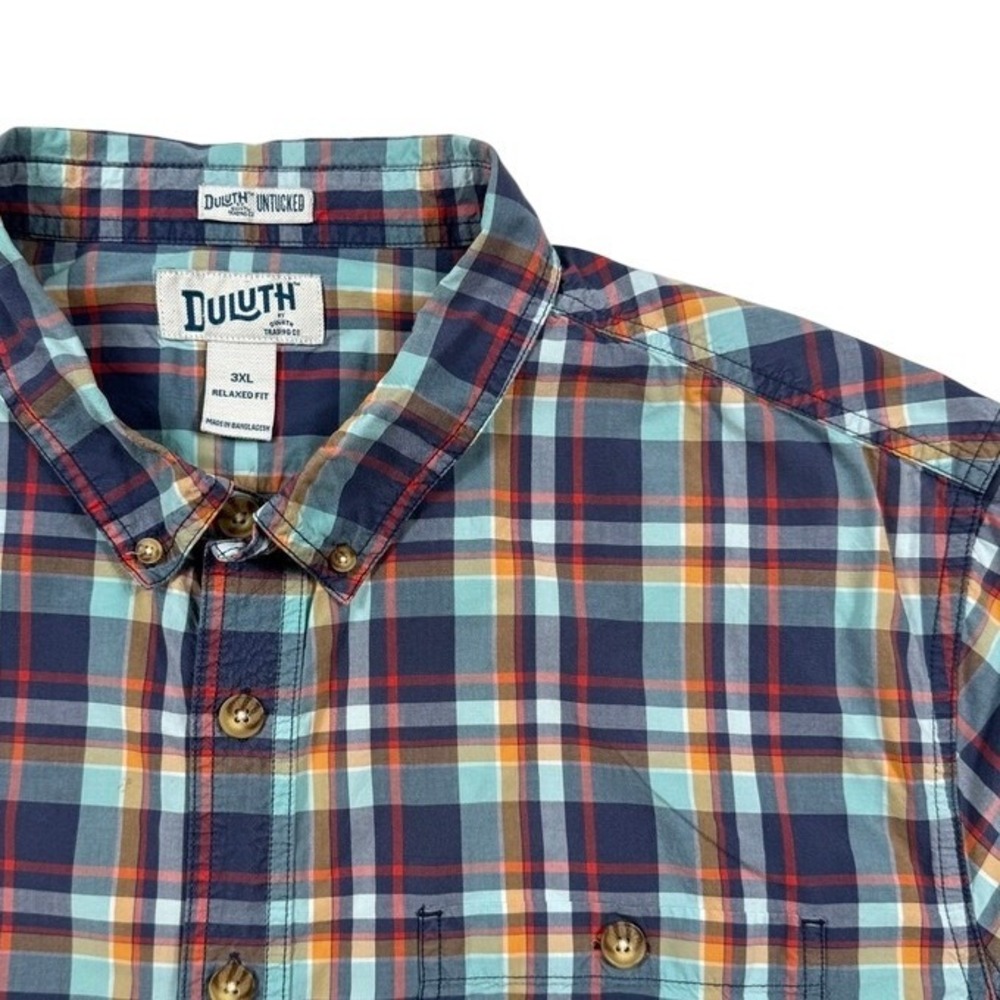 Duluth Trading Co Untucked Shirt Mens Relaxed Fit Plaid Cotton Sz 3XL